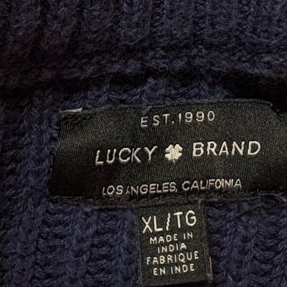 Lucky Brand Blue Sweater w/ Floral embroidered designs - Picture 6 of 7